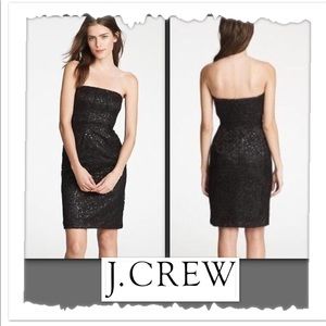 J. Crew Black Strapless Metallic Evening Party dress Size 2